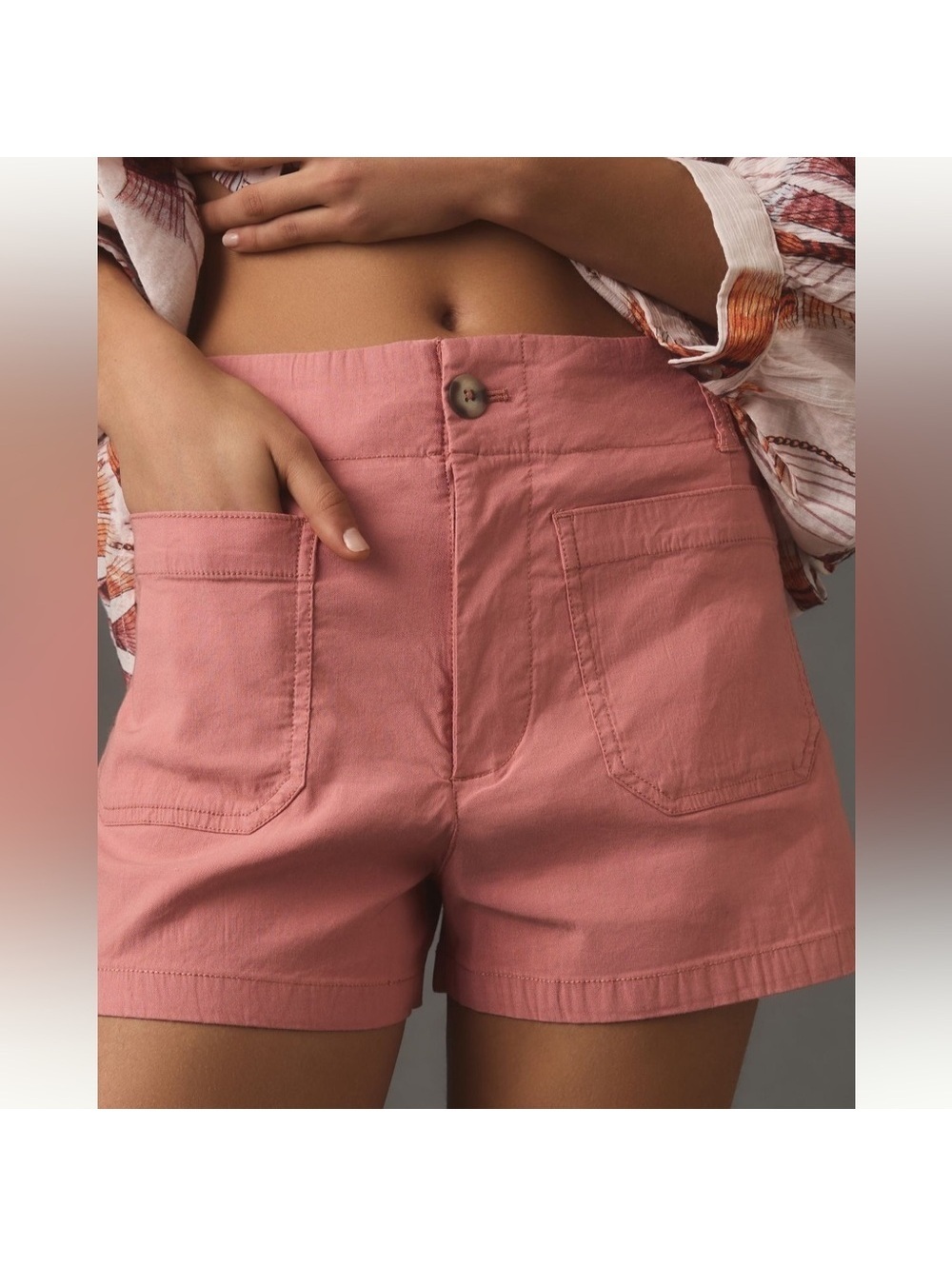 Maeve by Anthropologie The Colette Shorts Medium Pink Linen Blend Womens Size 30